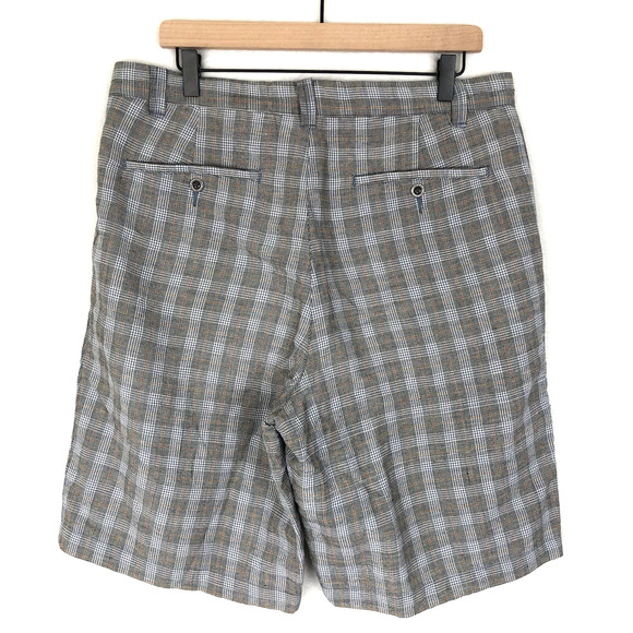 TOMMY BAHAMA Shorts Men's 34 Blue Plaid Linen Silk Paradise Nation Beach Resort - Picture 2 of 9